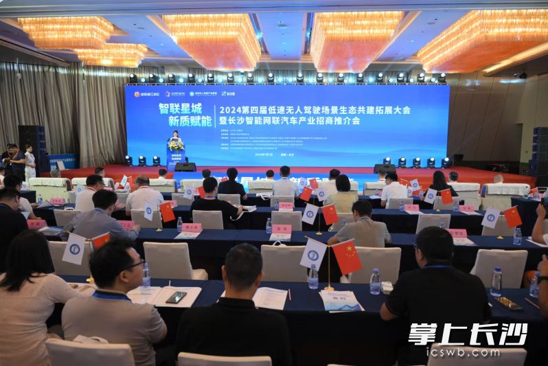 7月1日，2024（第四届）低速无人驾驶场景生态共建拓展大会暨长沙智能网联汽车产业招商推介会在湘江新区举行。  长沙晚报全媒体记者 李金 摄