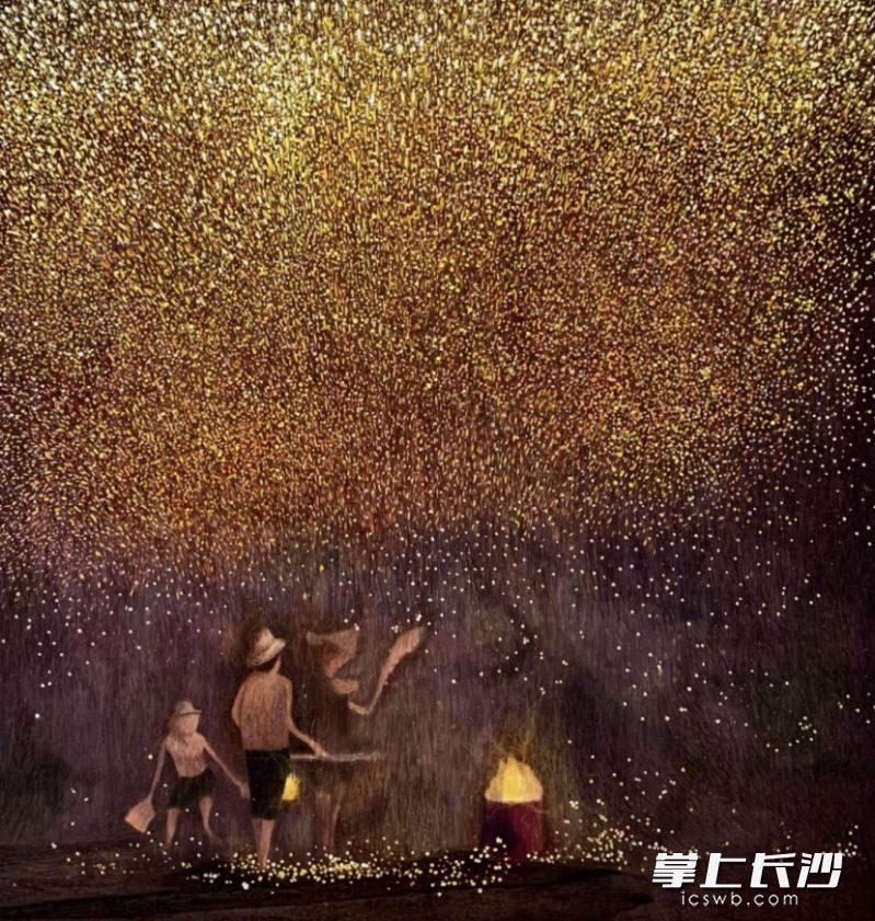 王文定创作的《“追光”之非遗打铁花》。