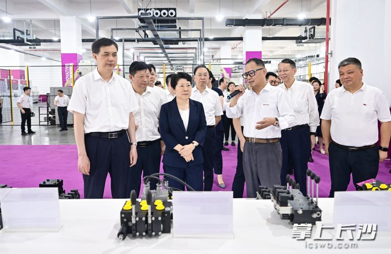 与会人员观摩诺玛液压智能制造生产基地项目。 均为长沙晚报全媒体记者 余劭劼 摄