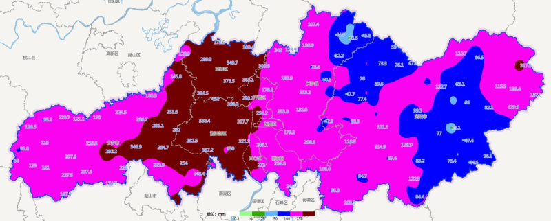 27日时至29日8时累计降雨量（单位：毫米）