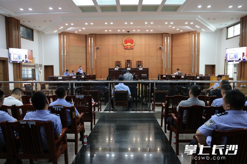 全省首例非法“拼改装”电动自行车并销售案开审现场。岳麓区法院供图