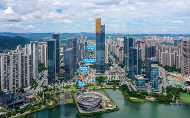 梅溪湖超级中轴航拍。长沙晚报通讯员 胡翔 摄