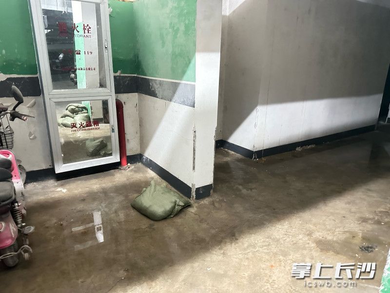 小区地下车库负一层，仍有少量积水。图片均为长沙晚报全媒体记者 邓艳红 摄