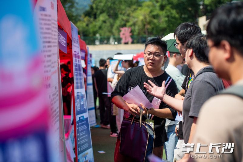 学生们在查看用人单位招聘信息。