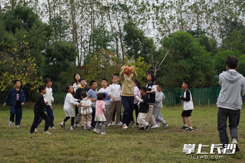 草坪抓鸡等趣味活动吸引了不少孩子们参与。
