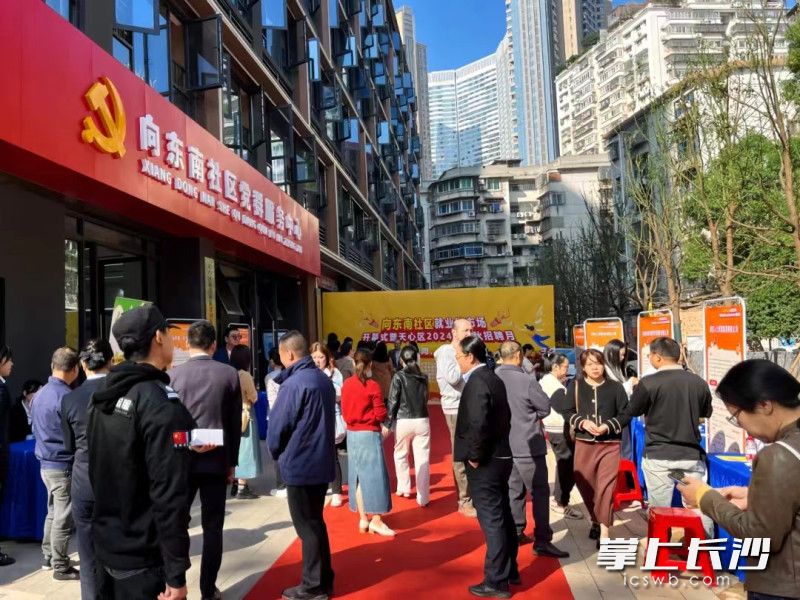 24日，天心区向东南社区就业微市场揭牌。长沙晚报通讯员 舒婷 供图