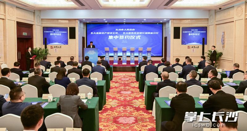 长沙市人民政府与五大金融资产投资公司、五大国有商业银行湖南省分行集中签约仪式举行。长沙晚报全媒体记者 余劭劼 摄