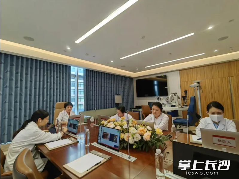 爱尔眼科疑难眼病远程医疗会诊中心主任彭晓燕教授正在进行在线会诊。通讯员供图