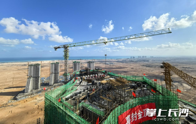 中联重科塔机助力项目标志塔封顶。