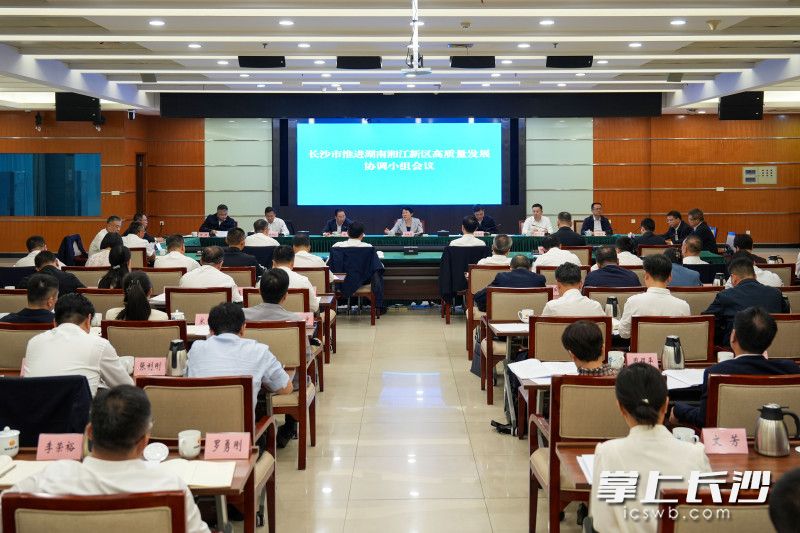 长沙市推进湖南湘江新区高质量发展协调小组会议现场。 均为 长沙晚报全媒体记者 郭雨滴 摄