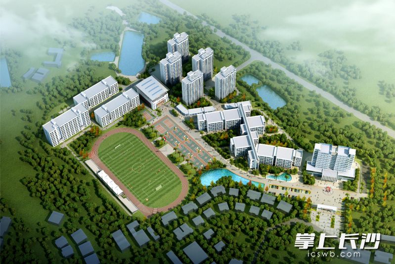 湘华学校灰汤新校区设计鸟瞰图。受访方供图