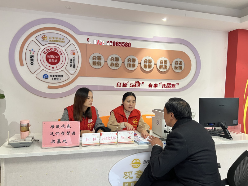 党员、志愿者为居民开展“帮代办”活动。