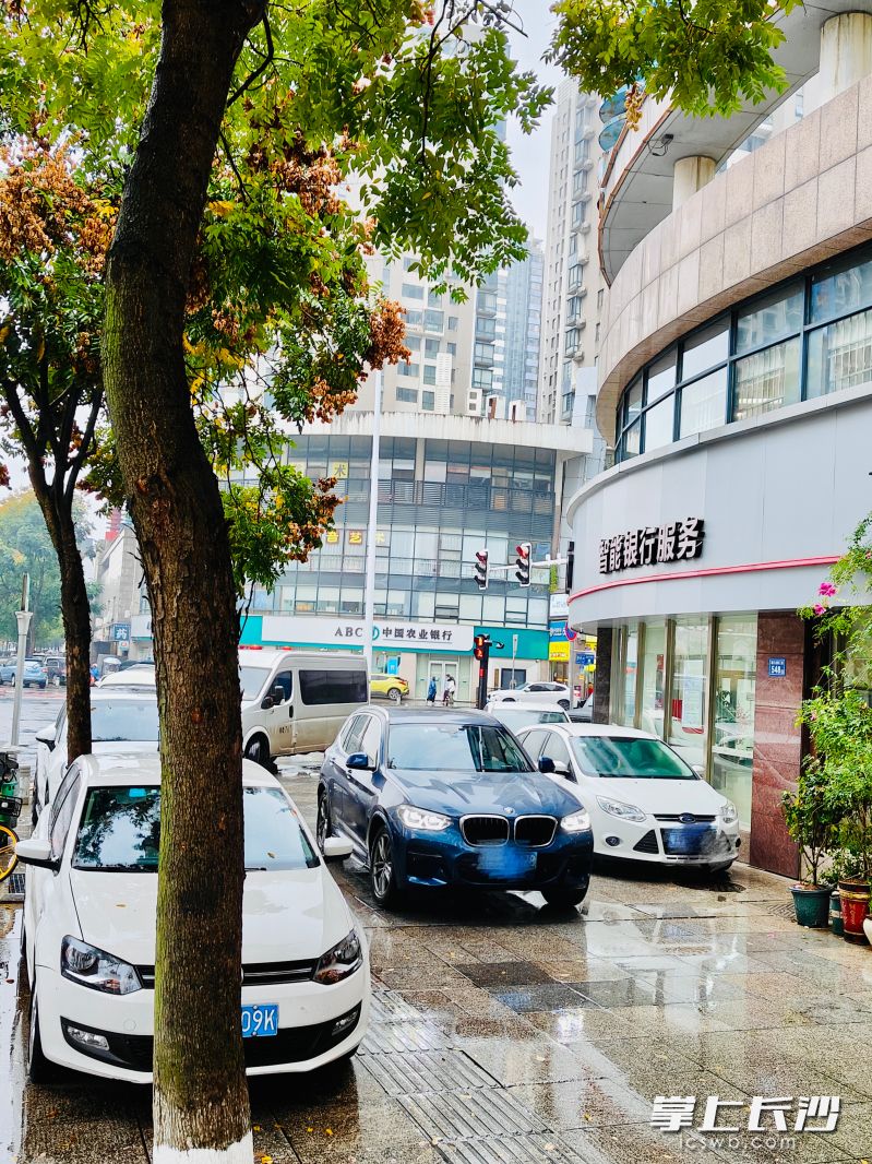 改造之前，人行道变成“野生”停车场。 均为长沙晚报通讯员侯翔供图