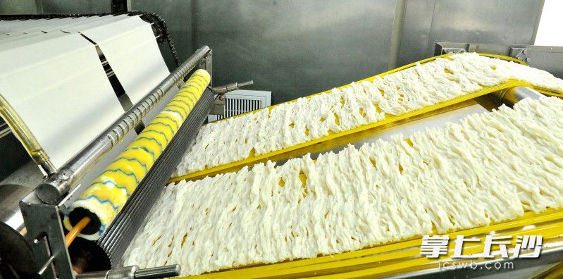 银洲米粉10条全自动米粉生产线正常运转。 均为长沙晚报全媒体记者贺文兵摄