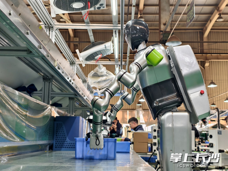 中联重科人形机器人在生产车间试上岗。 长沙晚报通讯员 刘成坤 供图