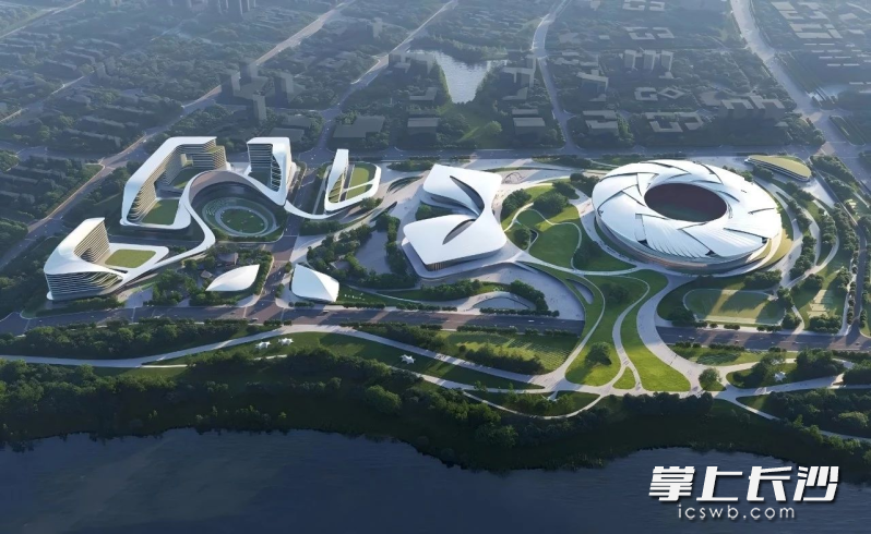 长沙奥体中心项目效果图。  均为哈工大建筑设计研究院有限公司提供
