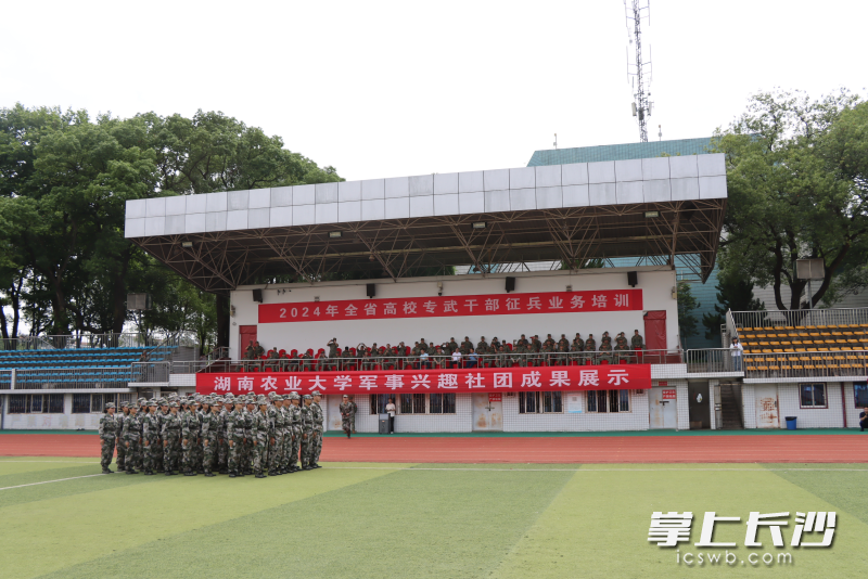 长沙市芙蓉区人武部组织基干民兵参观湖南农业大学军事兴趣社团。 均为长沙晚报通讯员曾颖供图