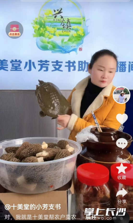 小芳支书直播间带货截图。