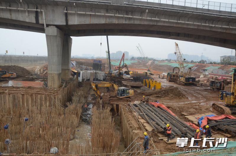 湘江长沙综合枢纽三线船闸工程建设工地一片繁忙。  均为长沙晚报全媒体记者吴鑫矾、通讯员胡富君摄