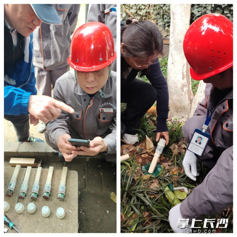 白蚁防治专家在新民学会旧址教学安装智能监测装置