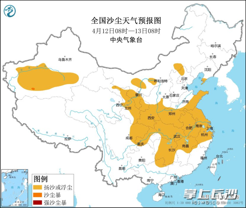 4月12日08时-13日08时全国沙尘天气预报图
