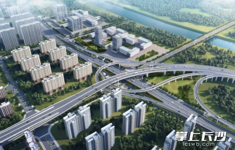 潇湘北路快速化改造项目银星路节点效果图