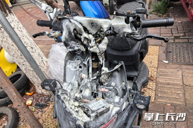 被烧毁的电动车。（资料图片）