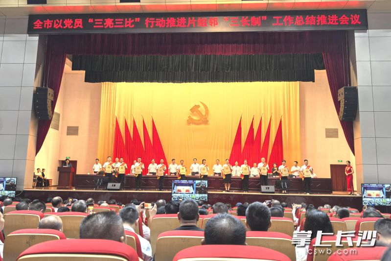宁乡市召开全市以党员“三亮三比”行动推进片组邻“三长制”工作总结大会。长沙晚报全媒体记者 张禹 摄