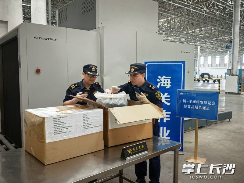 湖南各口岸设置了第四届中非经贸博览会进境展览品报关专用窗口和查验专用通道。 长沙海关供图