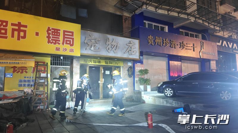 消防员全力灭火。 均为长沙晚报通讯员 王磊 摄