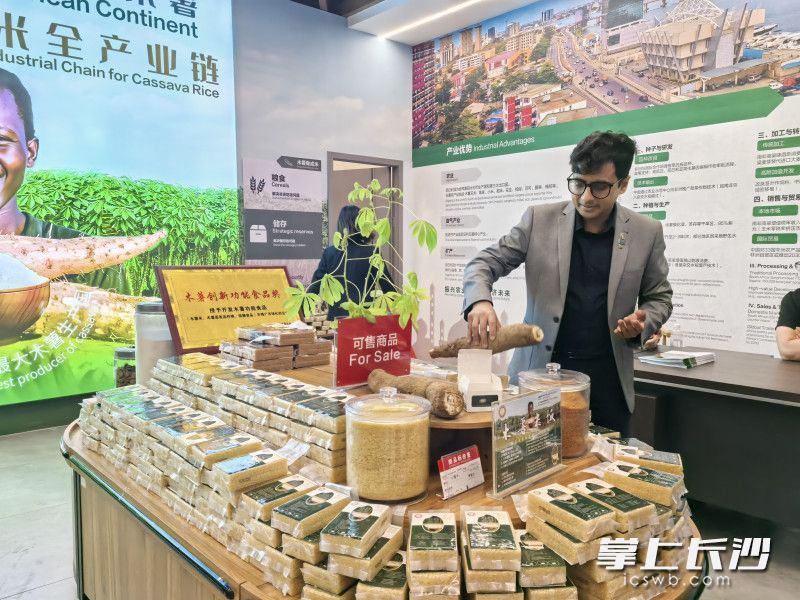 外国客商正在中非经贸博览会常设展馆内参观。 图片除署名外，均为全媒体记者 周游 摄