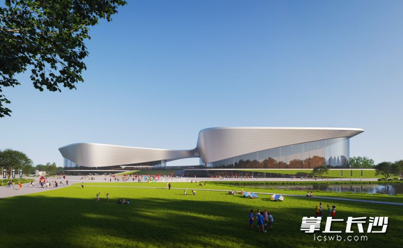 综合体育馆、跳水体育馆效果图。