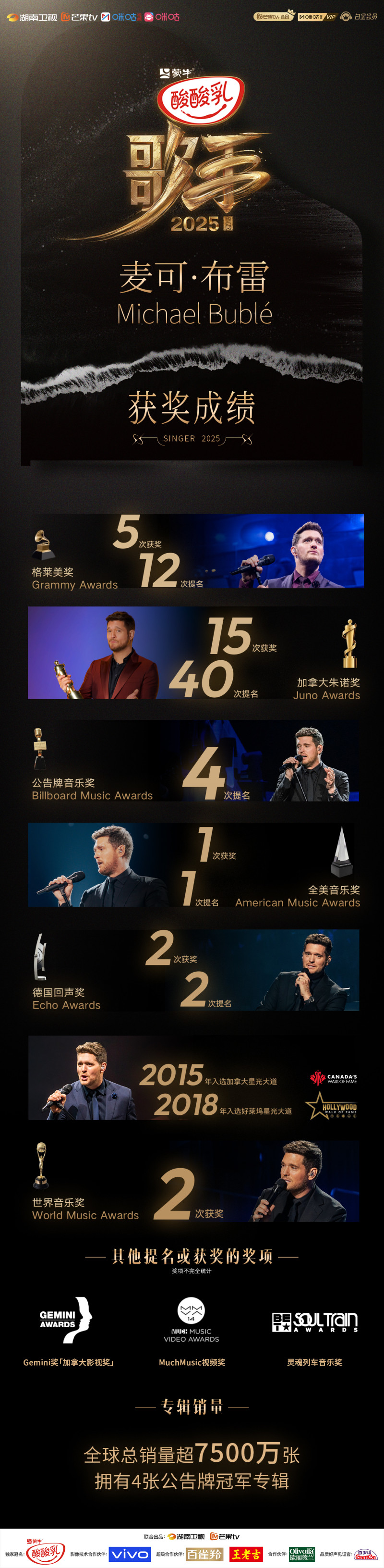 麦克·布雷的音乐履历。  均为湖南卫视供图