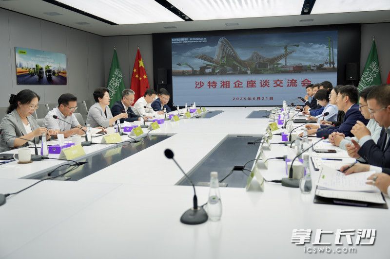 6月21日，吴桂英与沙特湘企座谈交流。
