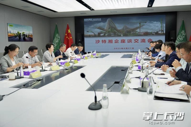 6月21日，吴桂英与沙特湘企座谈交流。