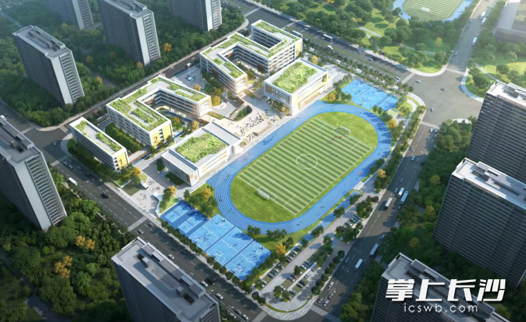 长沙市一中大泽湖学校俯瞰效果图。图片均为通讯员提供