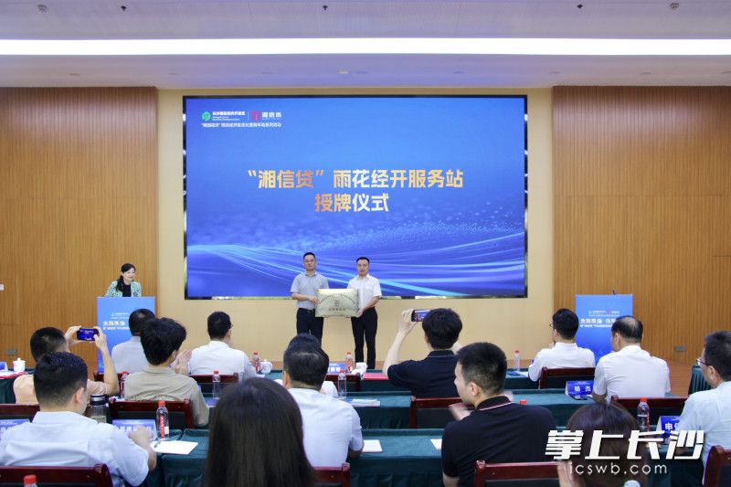 9日，省发改委财信处为雨花经开区授牌“湘信贷”服务站。 均为长沙晚报通讯员刘佳妮摄