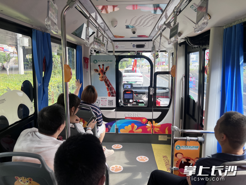 车厢内也铺设了卡通主题贴纸。