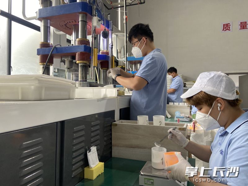 泽尔顿生产车间，员工正在有序生产。长沙晚报全媒体记者 周斌摄