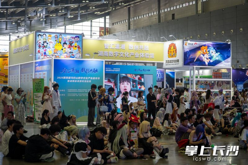 湖南数字文化产业体验馆里集中展示了湖南动漫游戏领域的优秀作品及各类衍生产品。