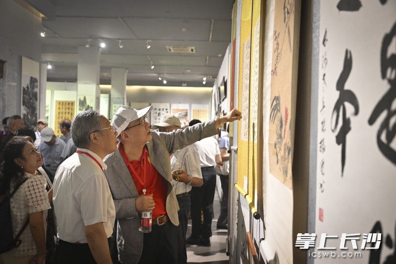 24日上午，“纪念中国人民抗日战争暨世界反法西斯战争胜利80周年书画展”在湖南图书馆开展。长沙晚报全媒体记者 余劭劼 摄