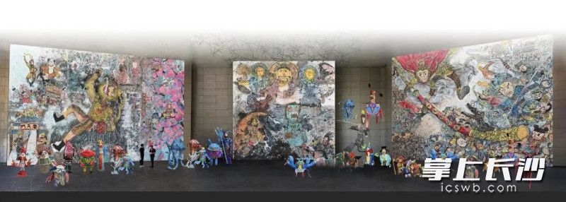 十米高、共四十多米长的巨幅中国水墨组画《大闹天宫》。