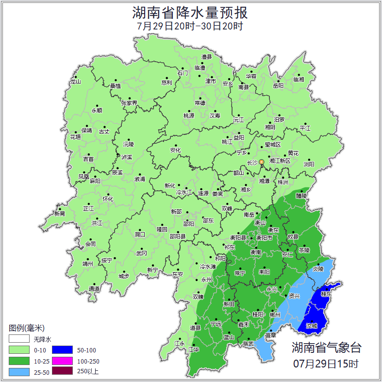 湖南降水量预报。