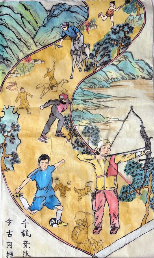 宁乡市灰汤镇偕乐桥小学三年级胡羽熙的体育书法参赛作品。