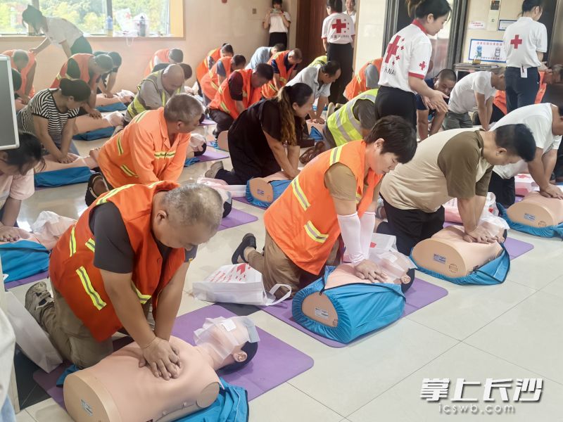 一线环卫工人学习心肺复苏技能，“救”在身边。