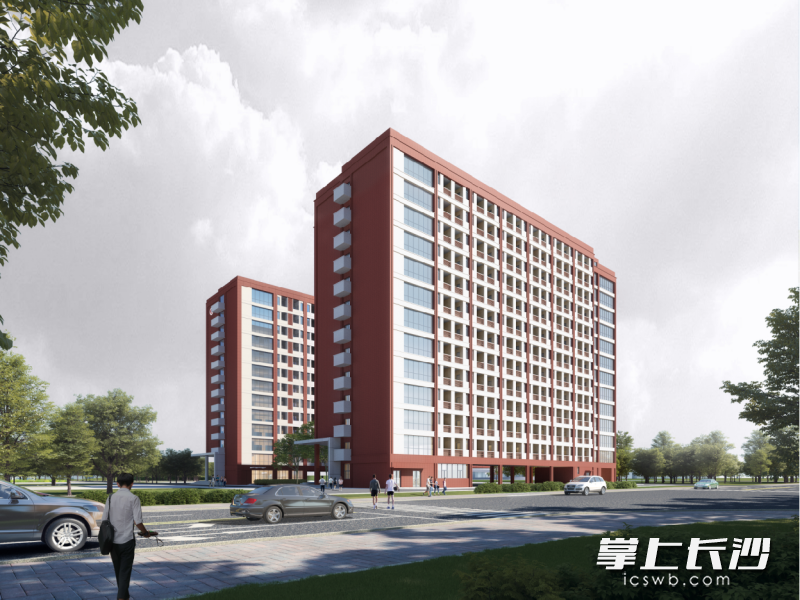 学生公寓B栋建设项目效果图。