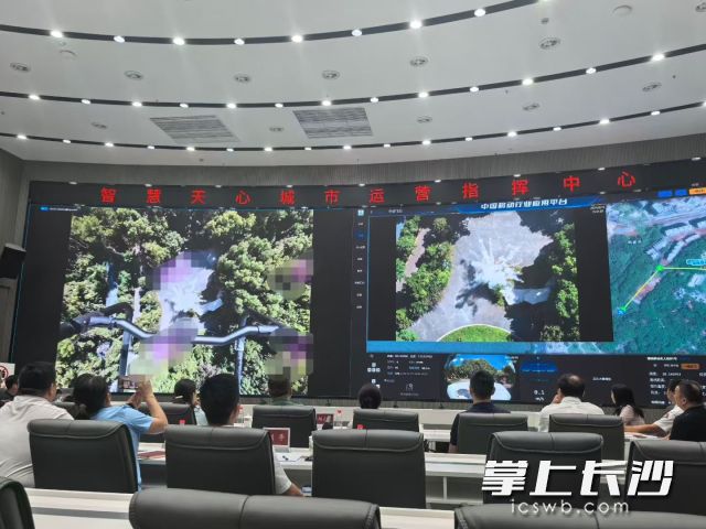 锁定“起火点”——“精准投弹”——“灭火成功”，图为天心区开展无人机“森林防灭火”应用场景。 长沙晚报通讯员 李元杰供图