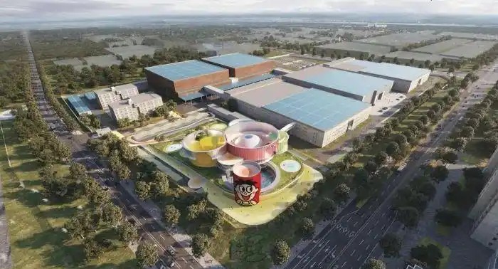 建设中的旺旺Special体验馆，远远就可看到一个巨大的旺仔牛奶罐。