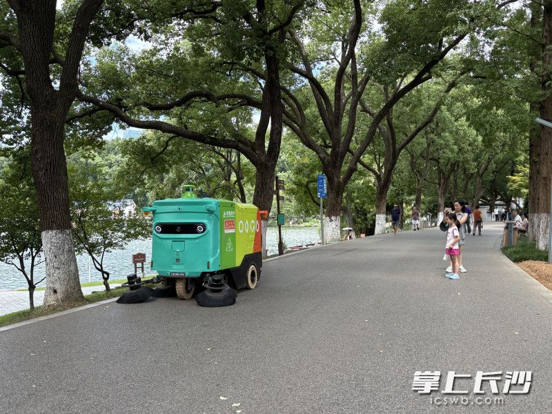 智能扫地机在工作。均为长沙晚报全媒体记者 贺文兵 摄