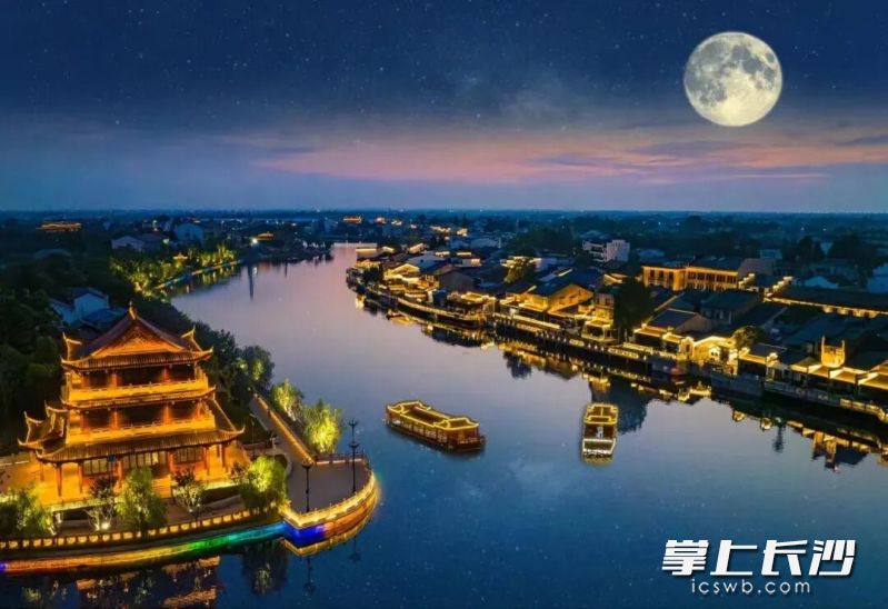 靖港古镇夜景。 通讯员供图